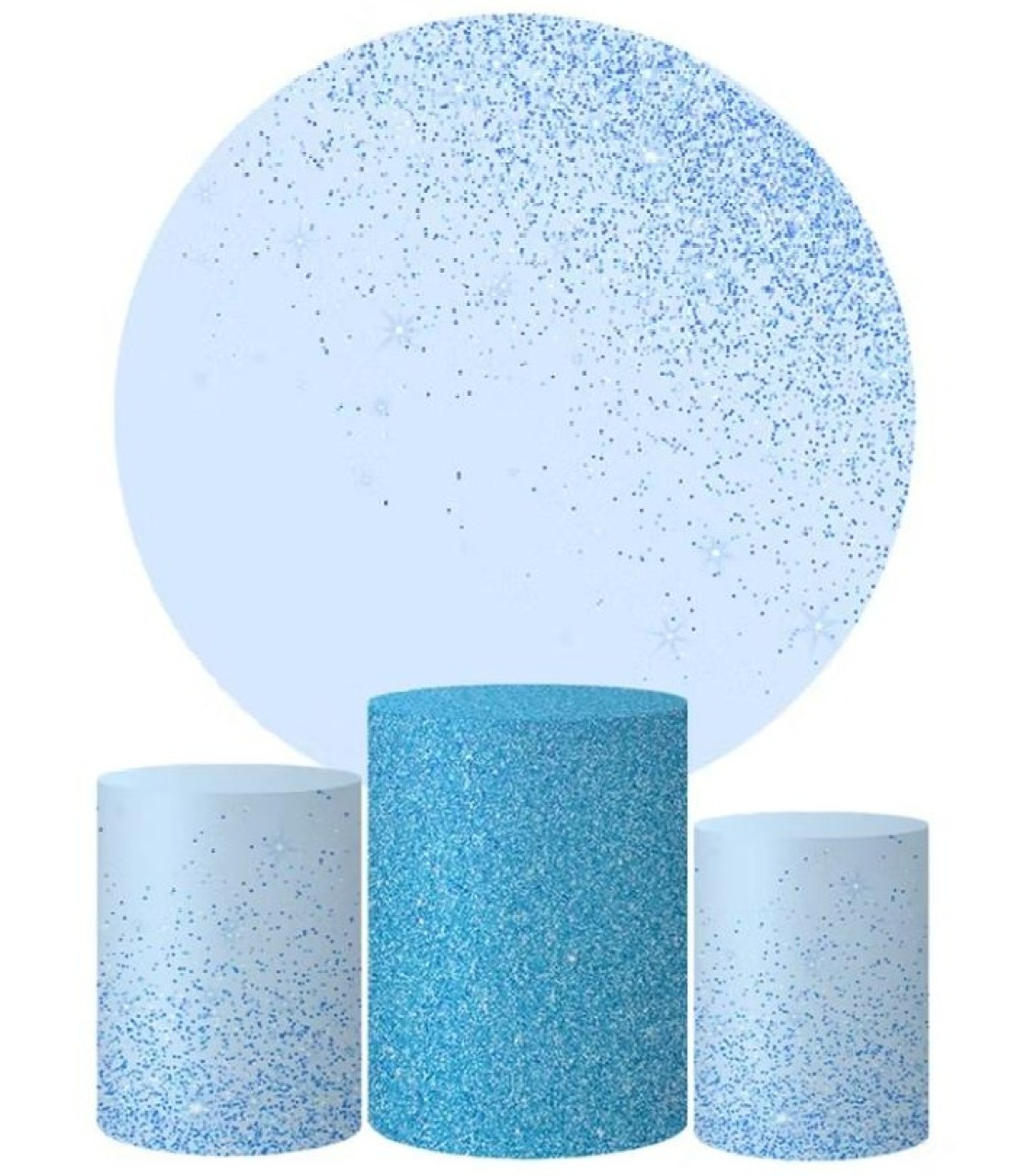 Capa Painel Redondo E Cilindros Adulto Azul C/ Branco - Sua Festa Pegue & Monte