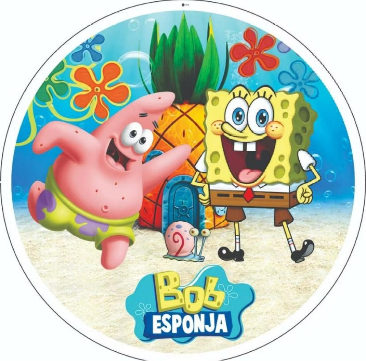 Capa Painel Redondo Bob Esponja - Sua Festa Pegue & Monte