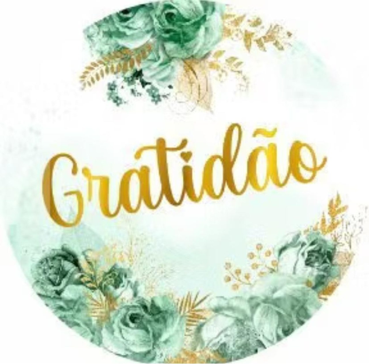 Capa Painel Redondo Gratidão Dourado Com Folhagens - Sua Festa Pegue & Monte
