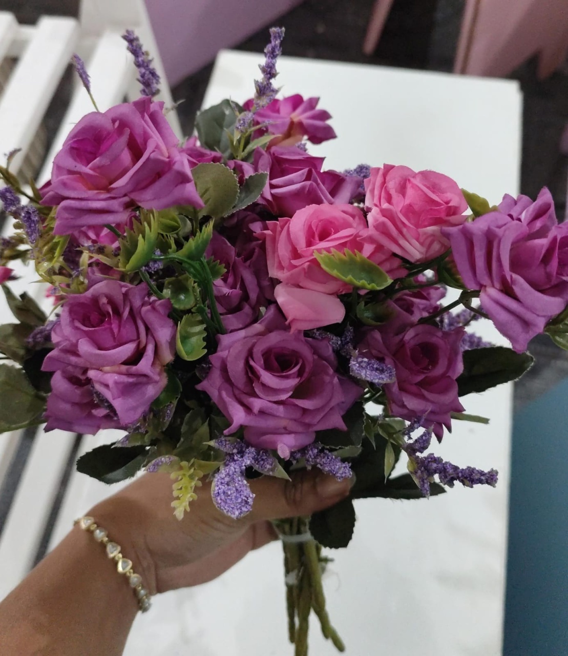 Buquê de Flores Lavanda Com Rosa - Sua Festa Pegue & Monte