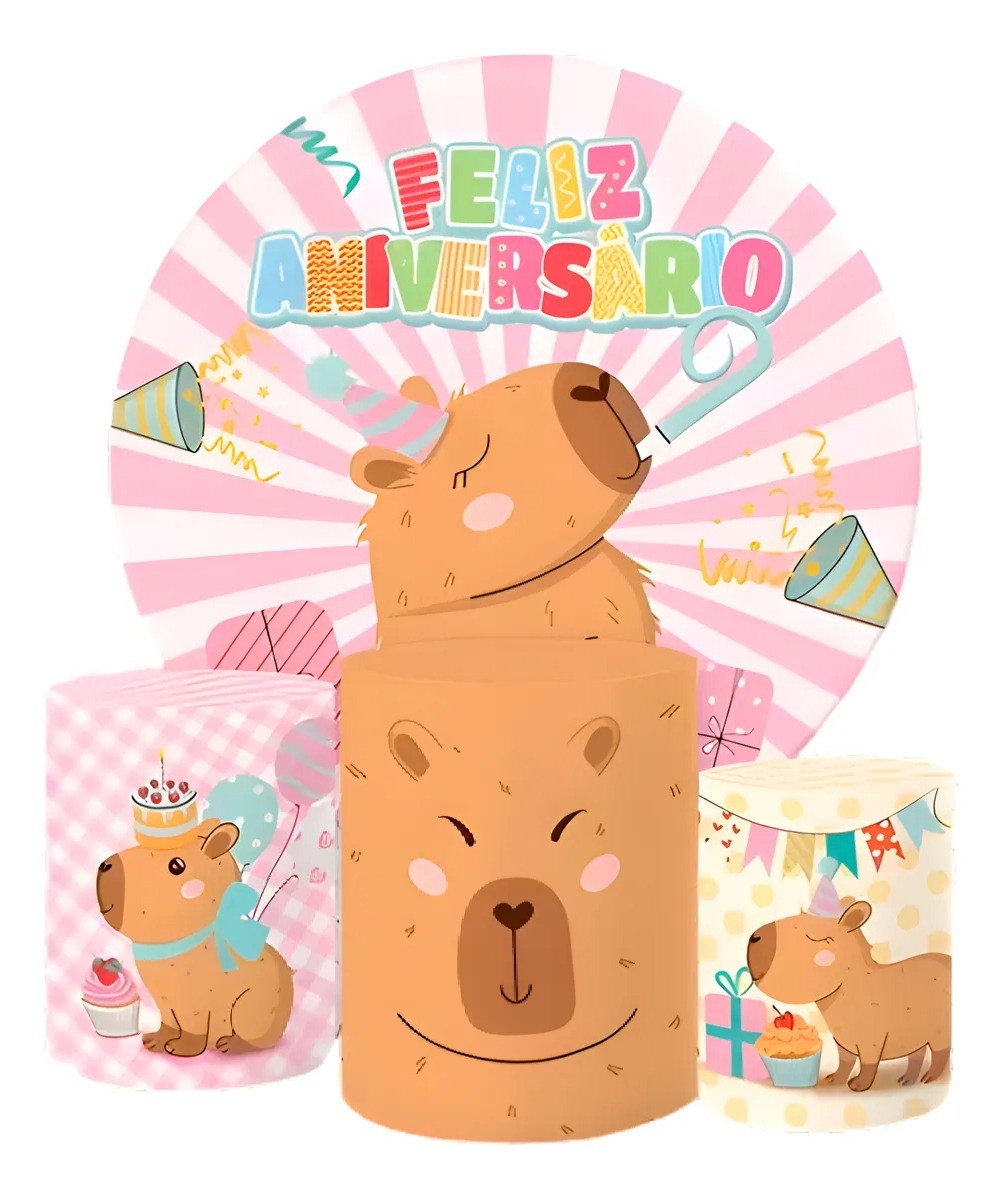 Capa Painel Redondo E Cilindros Capivara - Sua Festa Pegue & Monte