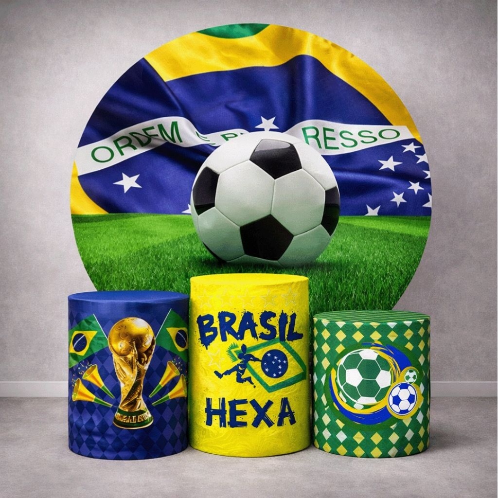 Capa Painel Redondo E Cilindros Brasil 02 - Sua Festa Pegue & Monte