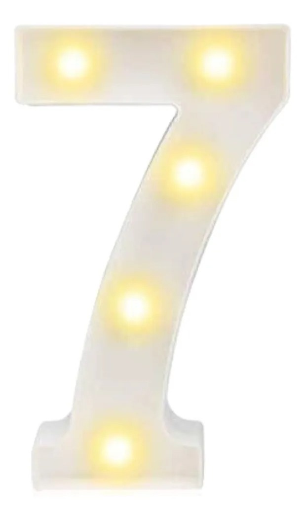 Número Led de Mesa Branco 7 - Sua Festa Pegue & Monte
