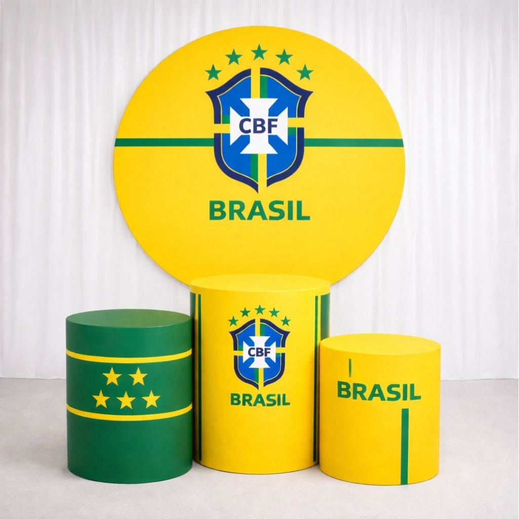 Capa Painel Redondo E Cilindros Brasil 01 - Sua Festa Pegue & Monte