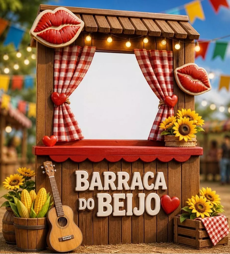 Capa Painel Retangular Arraia Barraca Do Beijo 2,20X1,5M - Sua Festa Pegue & Monte