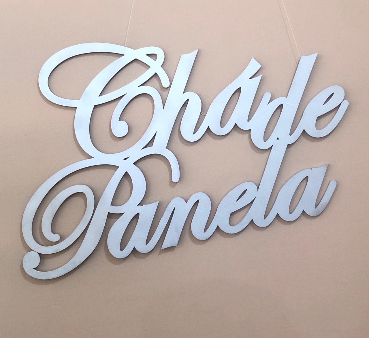 Letreiro Chá de Panela Mdf Prateado - Sua Festa Pegue & Monte