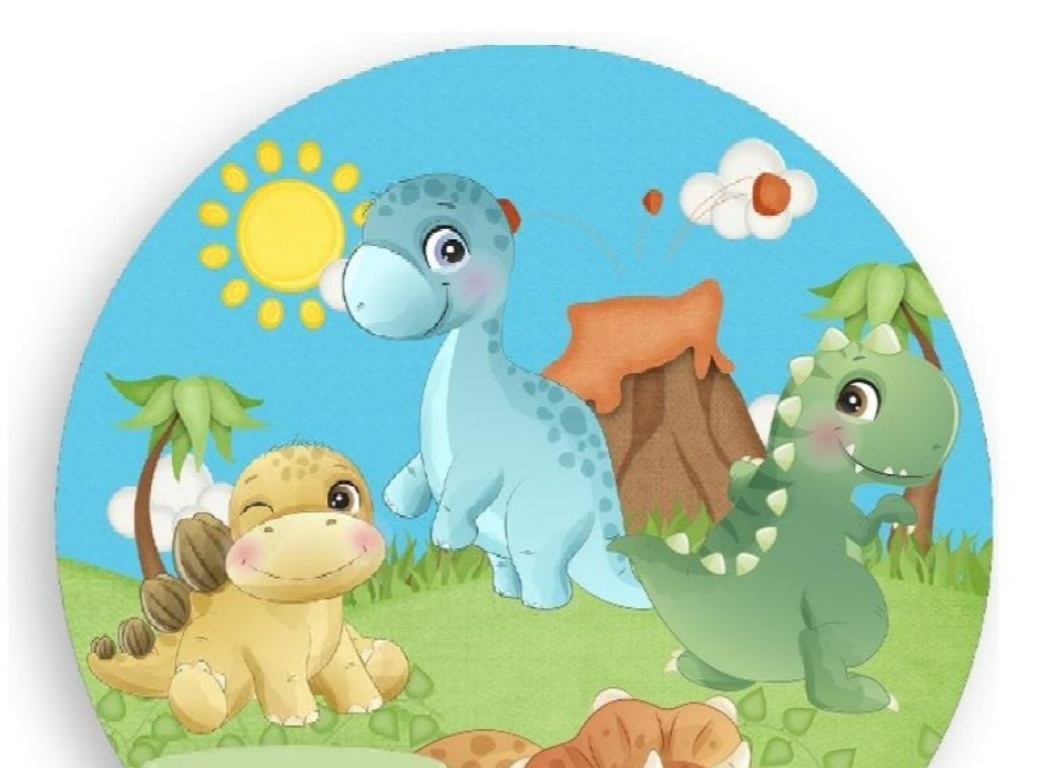 Capa Painel Redondo Dino Baby - Sua Festa Pegue & Monte