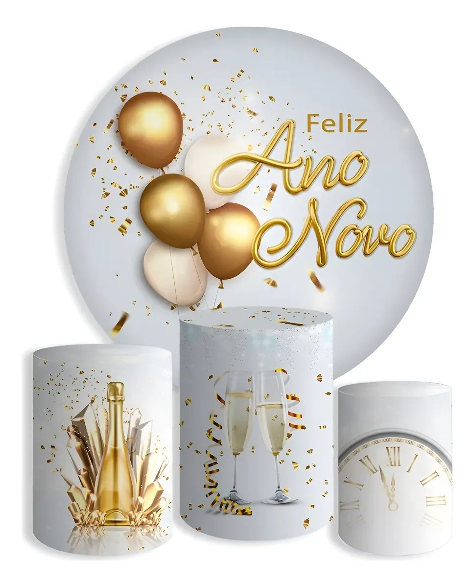 Capa Painel Redondo E Cilindros Ano Novo - Sua Festa Pegue & Monte