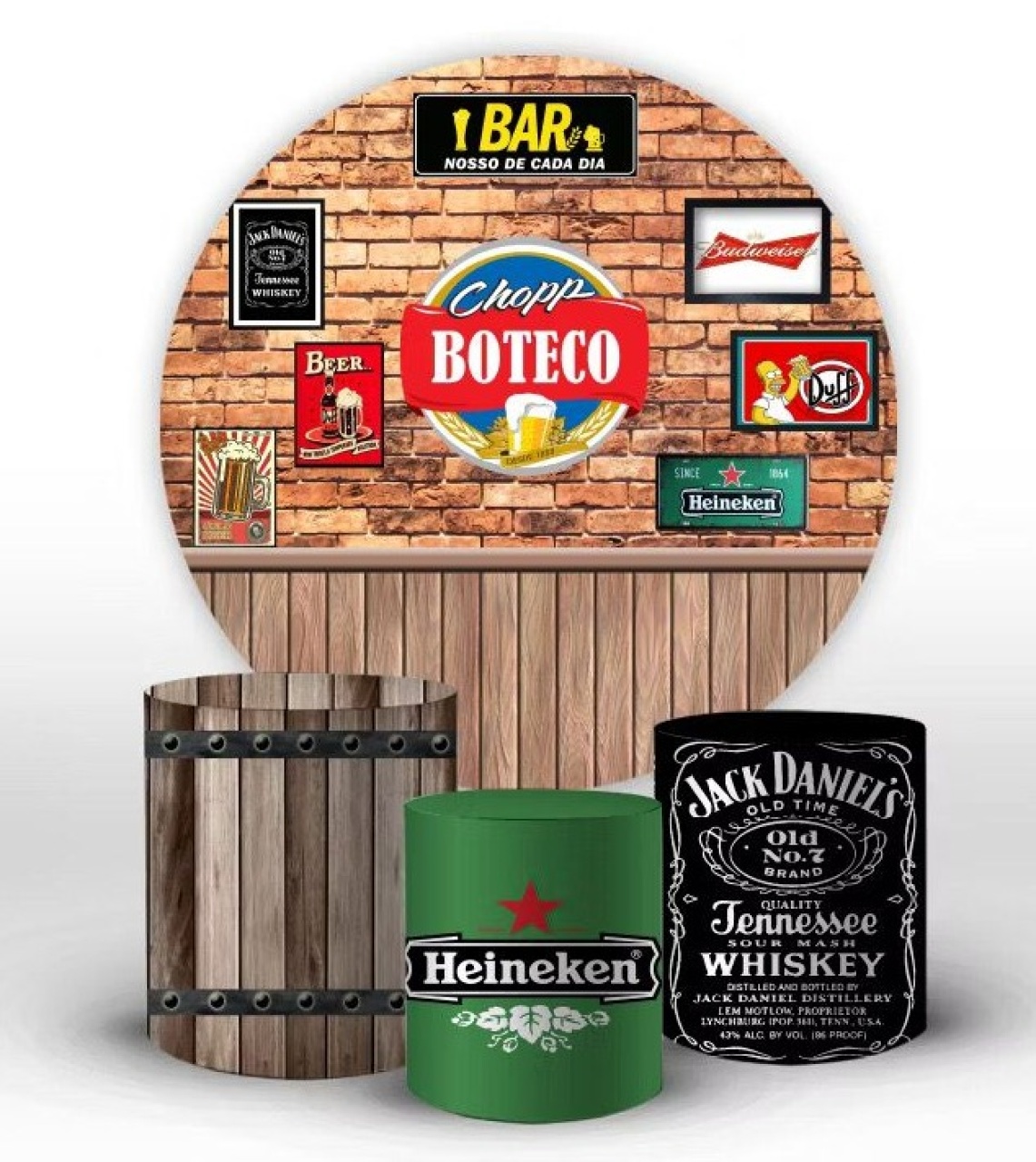 Capa Painel Redondo E Cilindros Boteco - Sua Festa Pegue & Monte