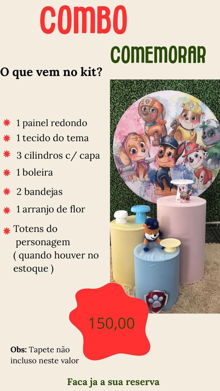 Combo Infantil Comemorar  - Sua Festa Pegue & Monte