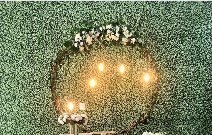Painel Arco Com Cipó C/ Lâmpadas E Flores  - Sua Festa Pegue & Monte