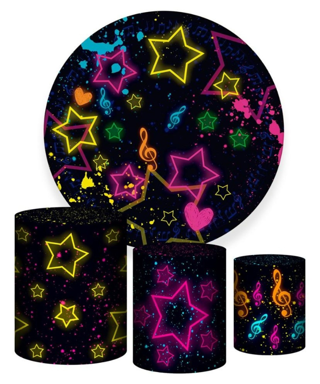 Capa Painel Redondo E Cilindros Neon - Sua Festa Pegue & Monte