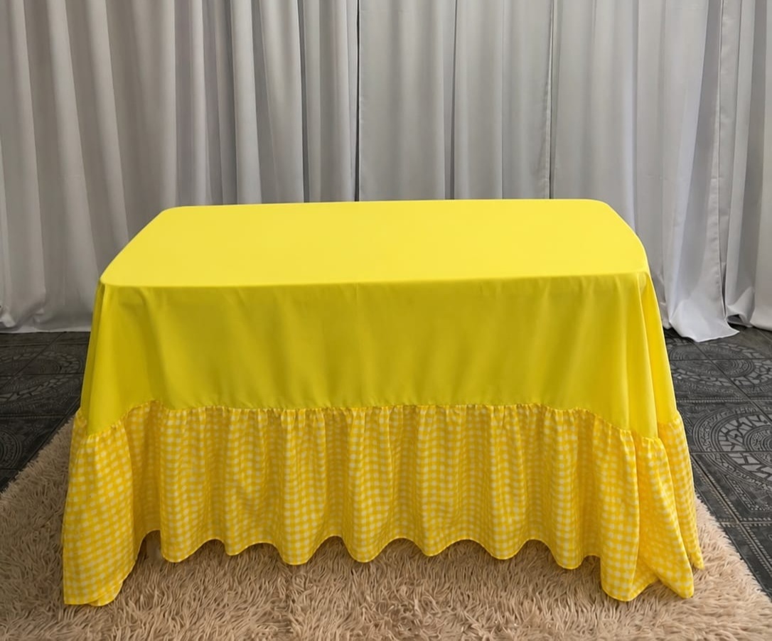 Capa Painel Mesa Retangular Amarelo Xadrez - Sua Festa Pegue & Monte