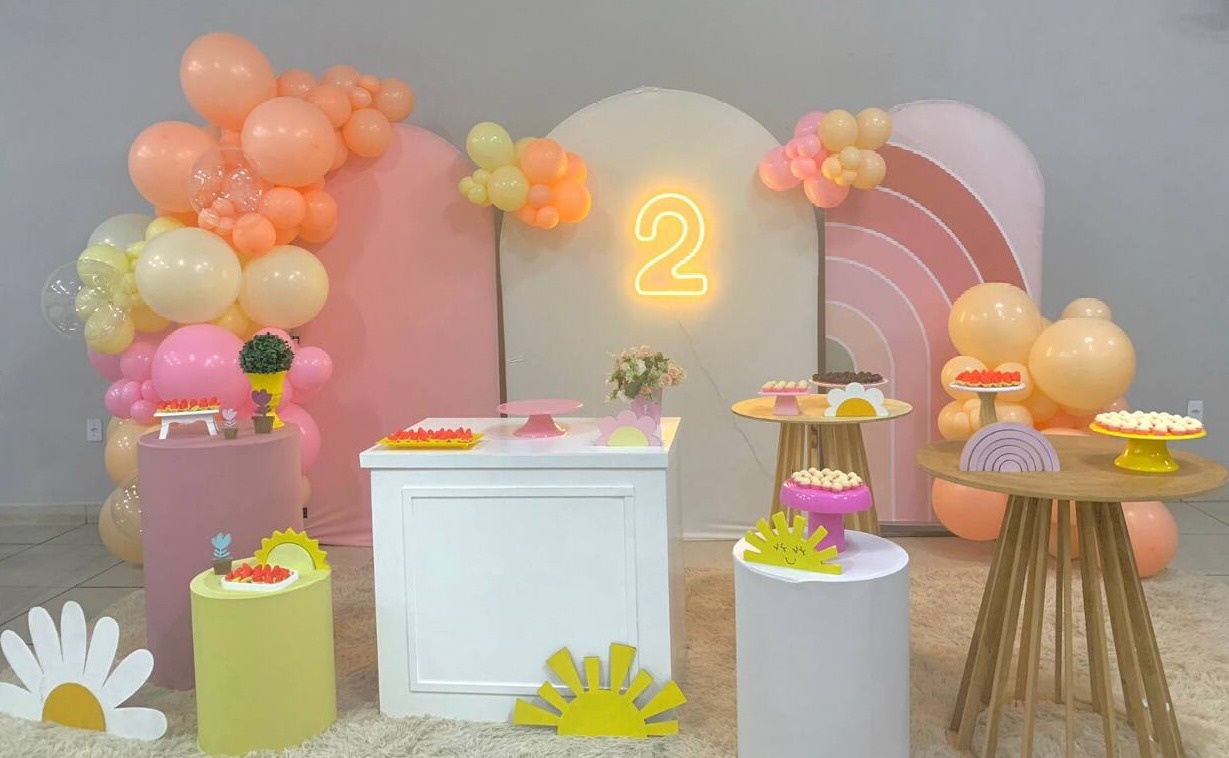 Kit Arco Íris E Margarida Personalizado - Sua Festa Pegue & Monte