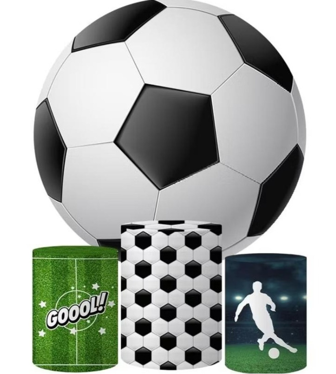 Capa Painel Redondo E Cilindros Futebol Bola - Sua Festa Pegue & Monte