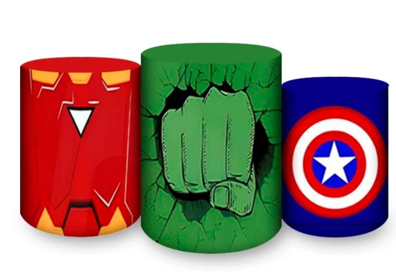 Capa Cilindros Vingadores/Herois - Sua Festa Pegue & Monte