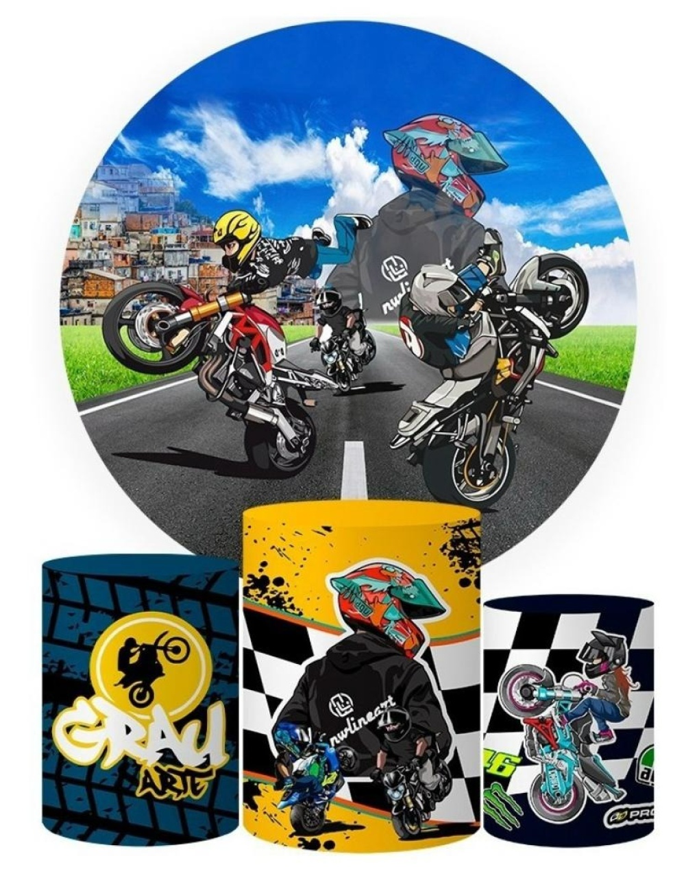 Capa Painel Redondo E Cilindros Cilindros Motos - Sua Festa Pegue & Monte