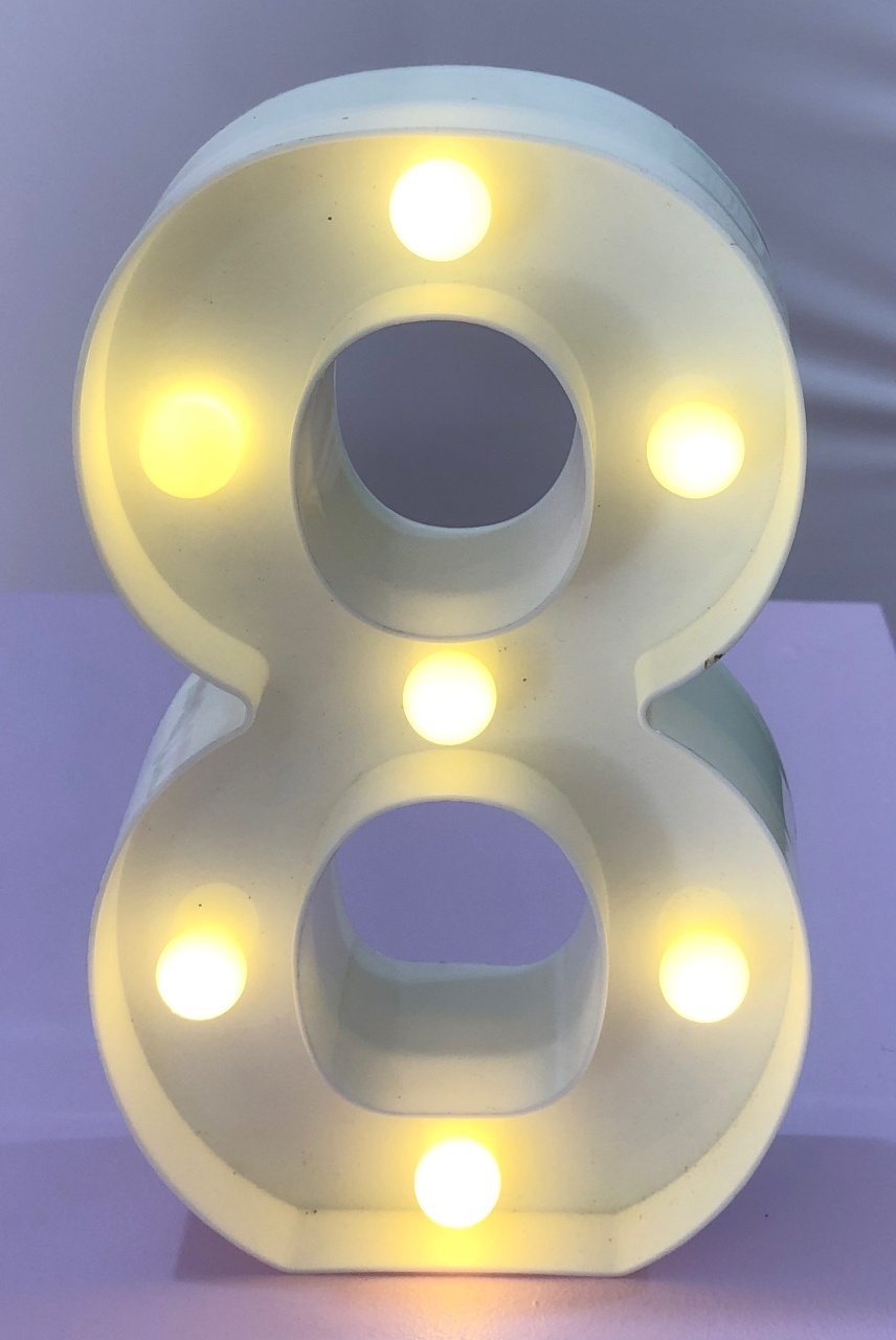Número Led de Mesa Branco 8 - Sua Festa Pegue & Monte
