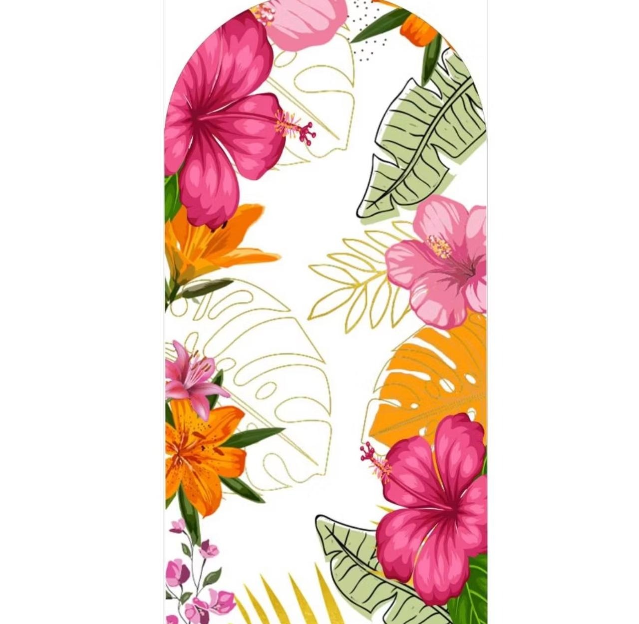 Capa Painel Romano Tropical Floral  - Sua Festa Pegue & Monte