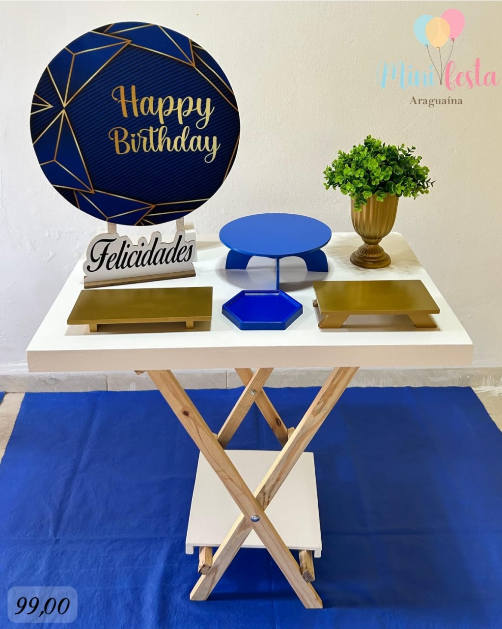 Happy Birthday Geométrico Azul 🤵/ Kit Só Bolinho 🎂 (Cópia 1) - Kátia Campos