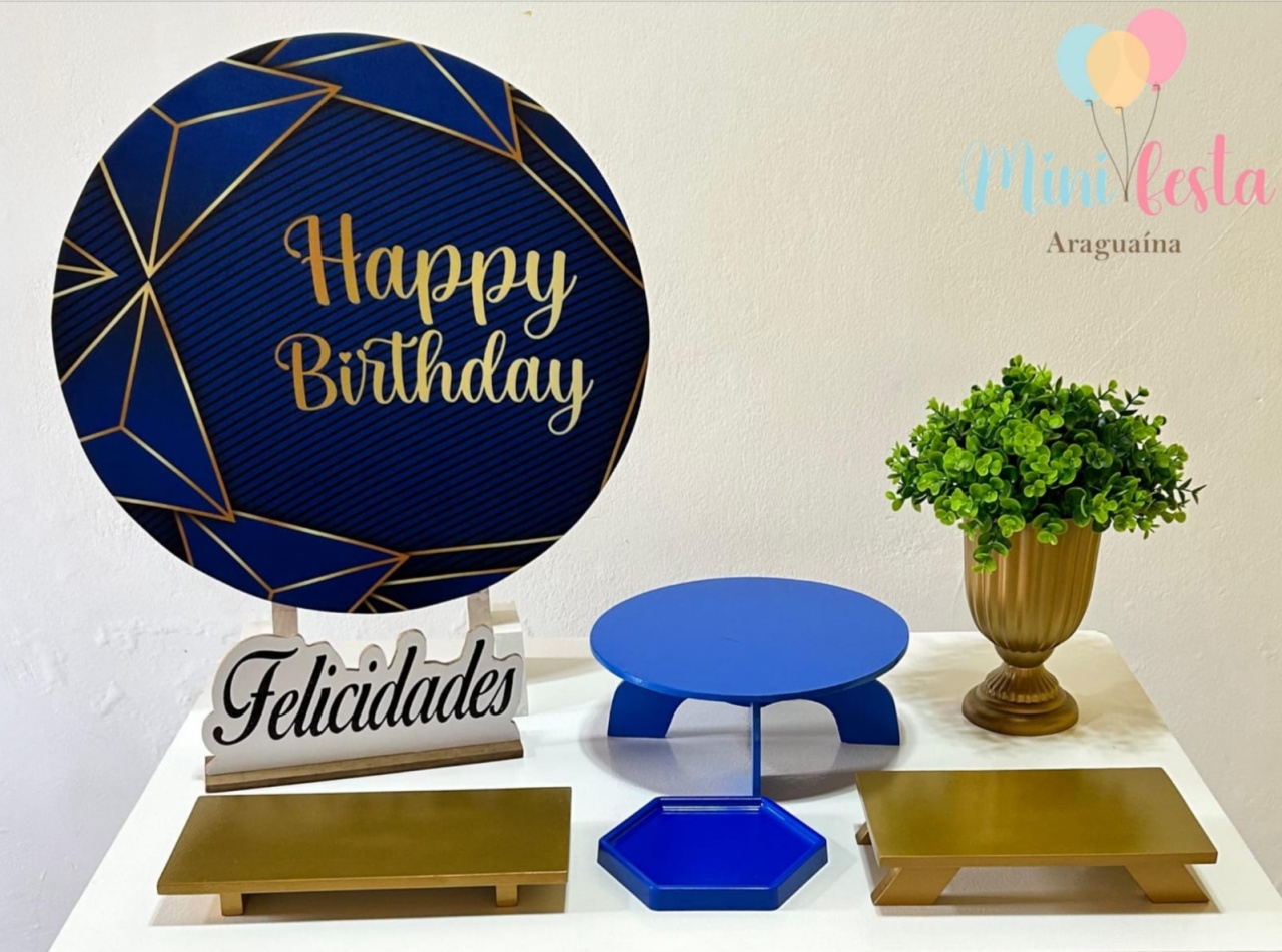 Happy Birthday Geométrico Azul 🤵/ Kit Só Parabéns 👏 - Kátia Campos