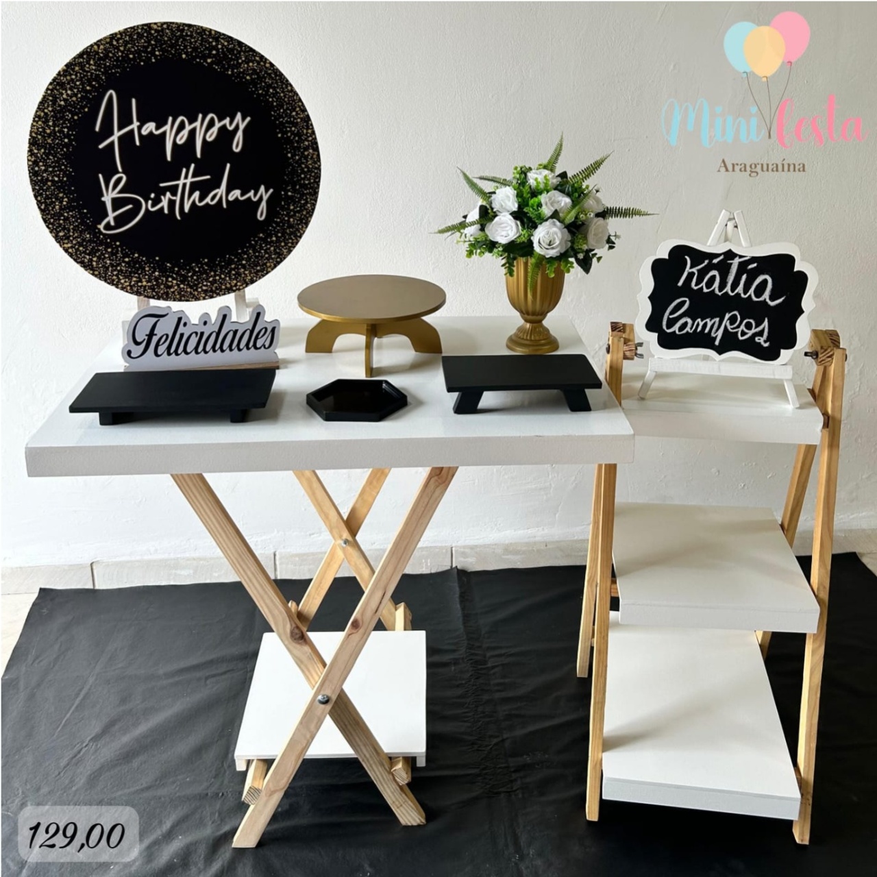 Happy Birthday/ Preto E Dourado - Kátia Campos