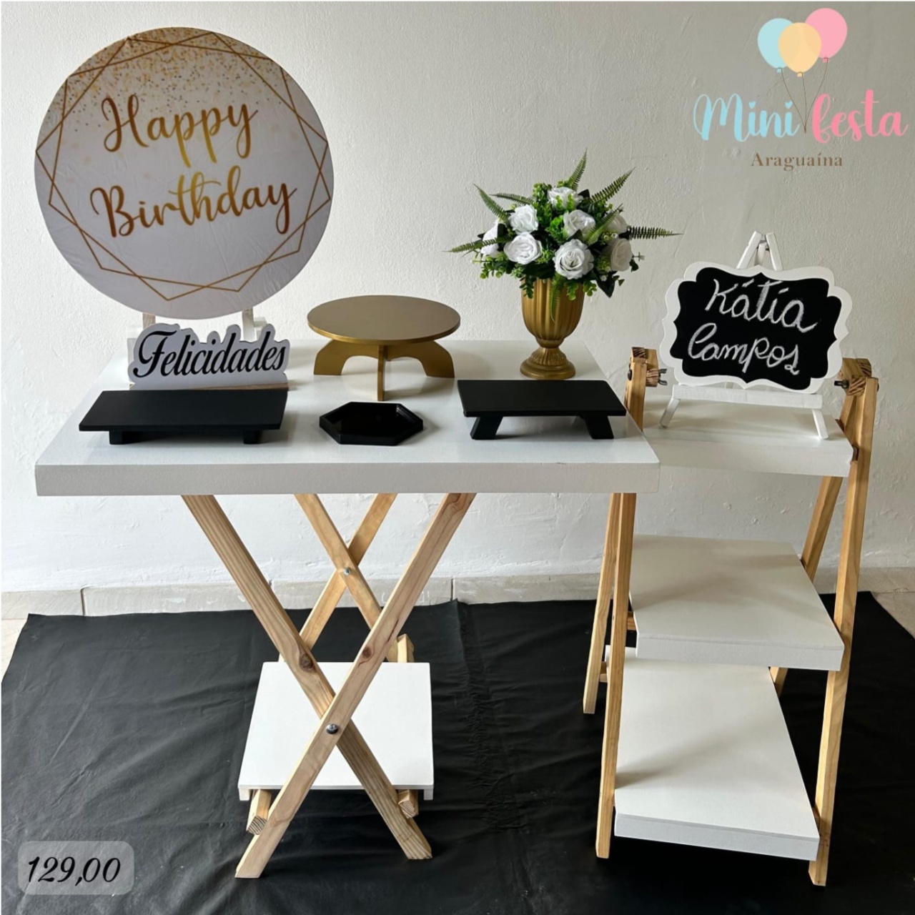 Happy Birthday/ Branco E Dourado - Kátia Campos