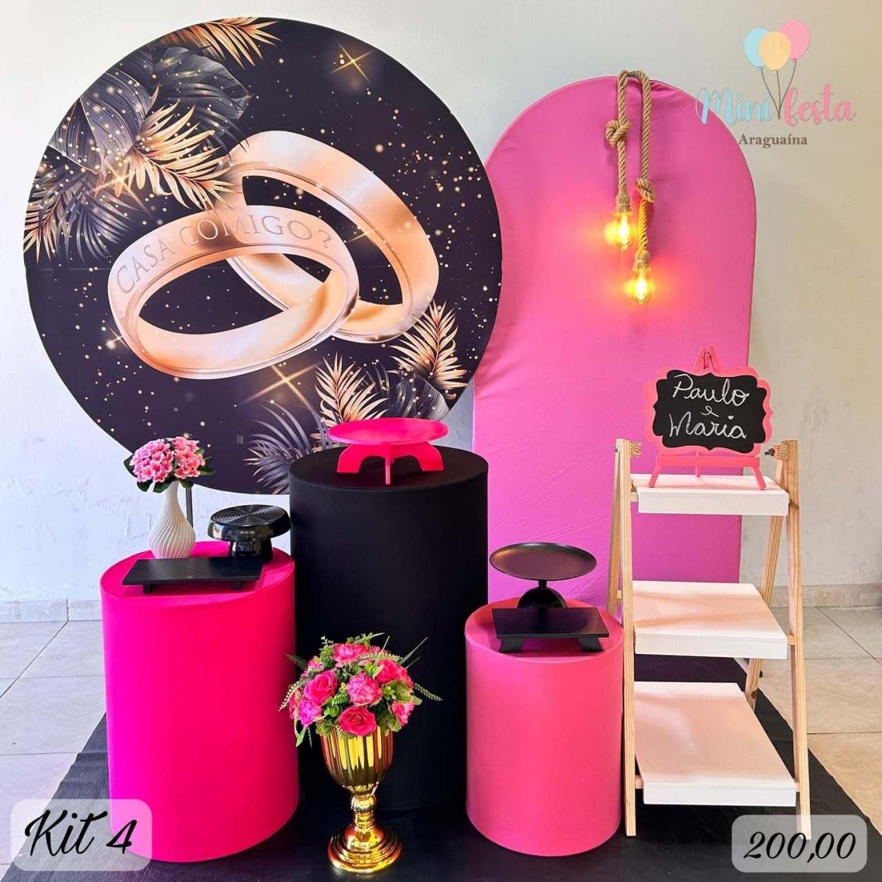 Casamento Rosa / Kit 4/ Cilindros /Redondo /Romano - Kátia Campos