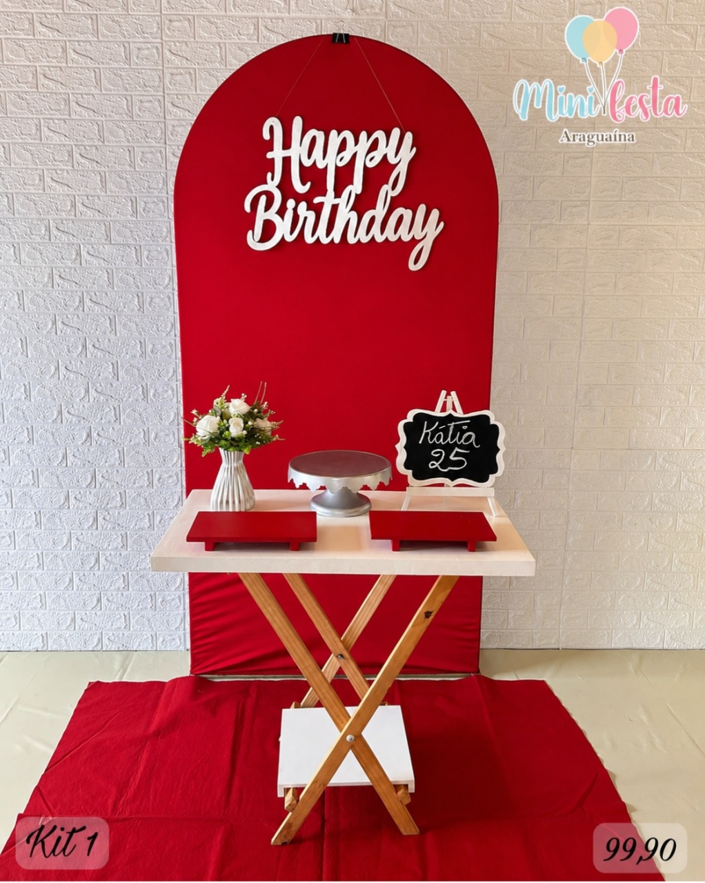 Happy Birthday Vermelho E Prata 👸🤵/ Kit 1 🎂 - Kátia Campos
