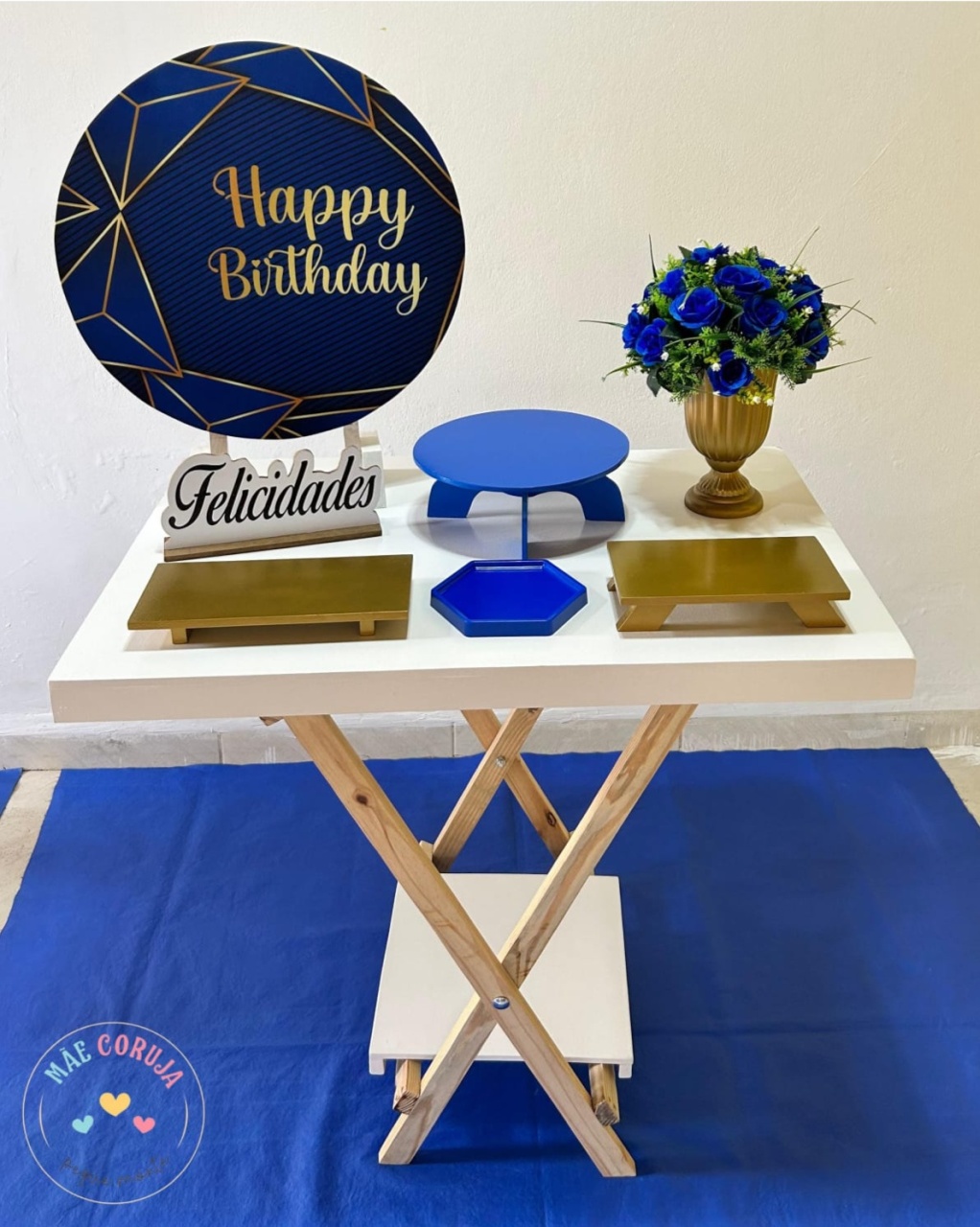 Happy Birthday Geométrico Azul 👸/ Kit Só Bolinho 🎂 - Kátia Campos