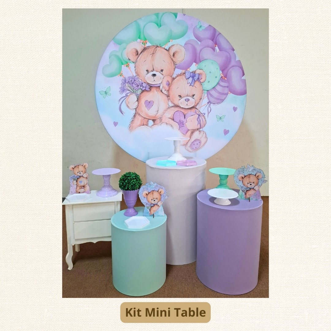 Kit Mini Table Chá  Revelação  Lilás  E Verde - Pamtiny Festeira 