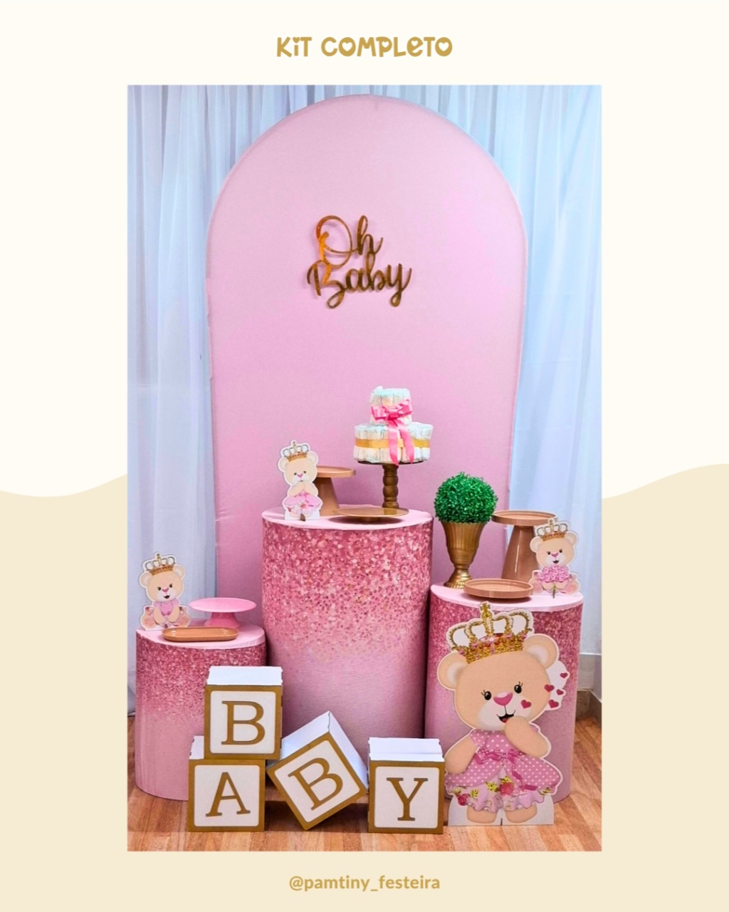 Kit  Completo Ursa Princesa Romano  - Pamtiny Festeira 