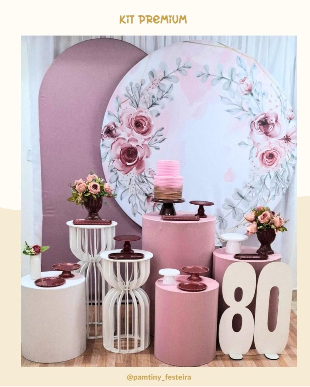 Kit Premium Floral Rosa E Vermelho Queimado - Pamtiny Festeira 