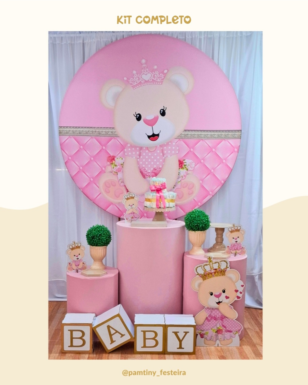 Kit Completo Ursa Princesa - Pamtiny Festeira 