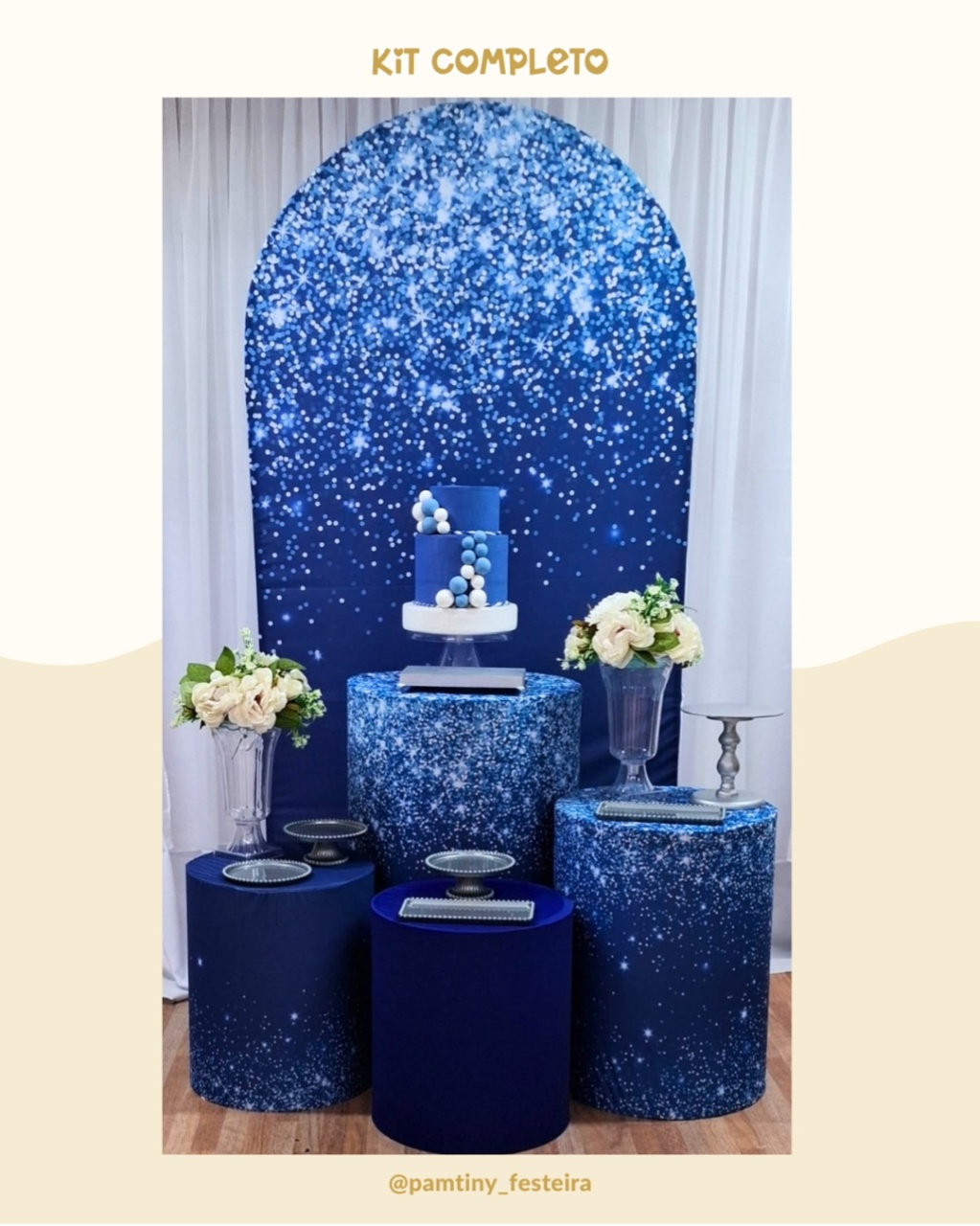 Kit Completo Azul Marinho Glitter - Pamtiny Festeira 
