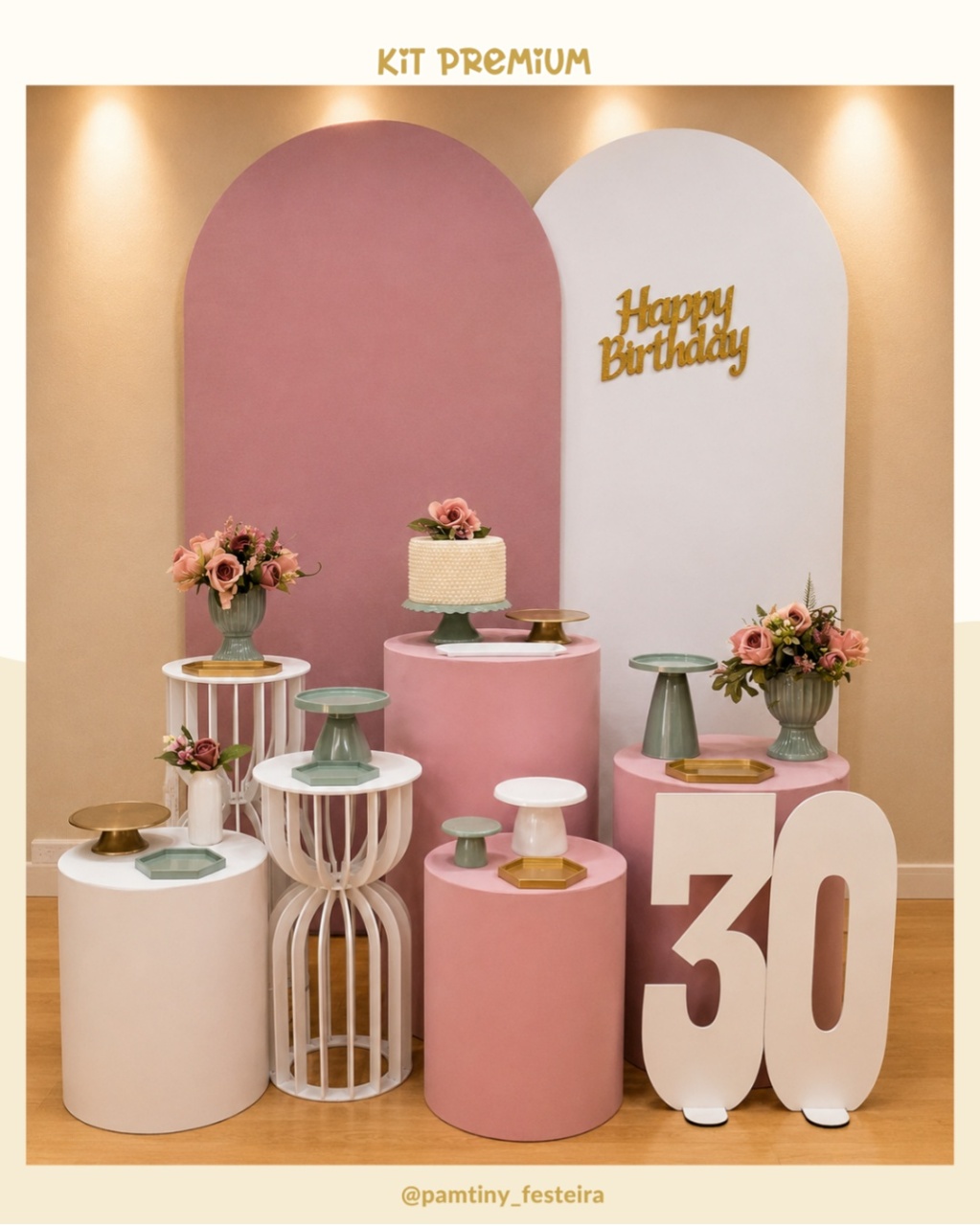 Kit Premium Rosa E Verde Eucalipto - Pamtiny Festeira 