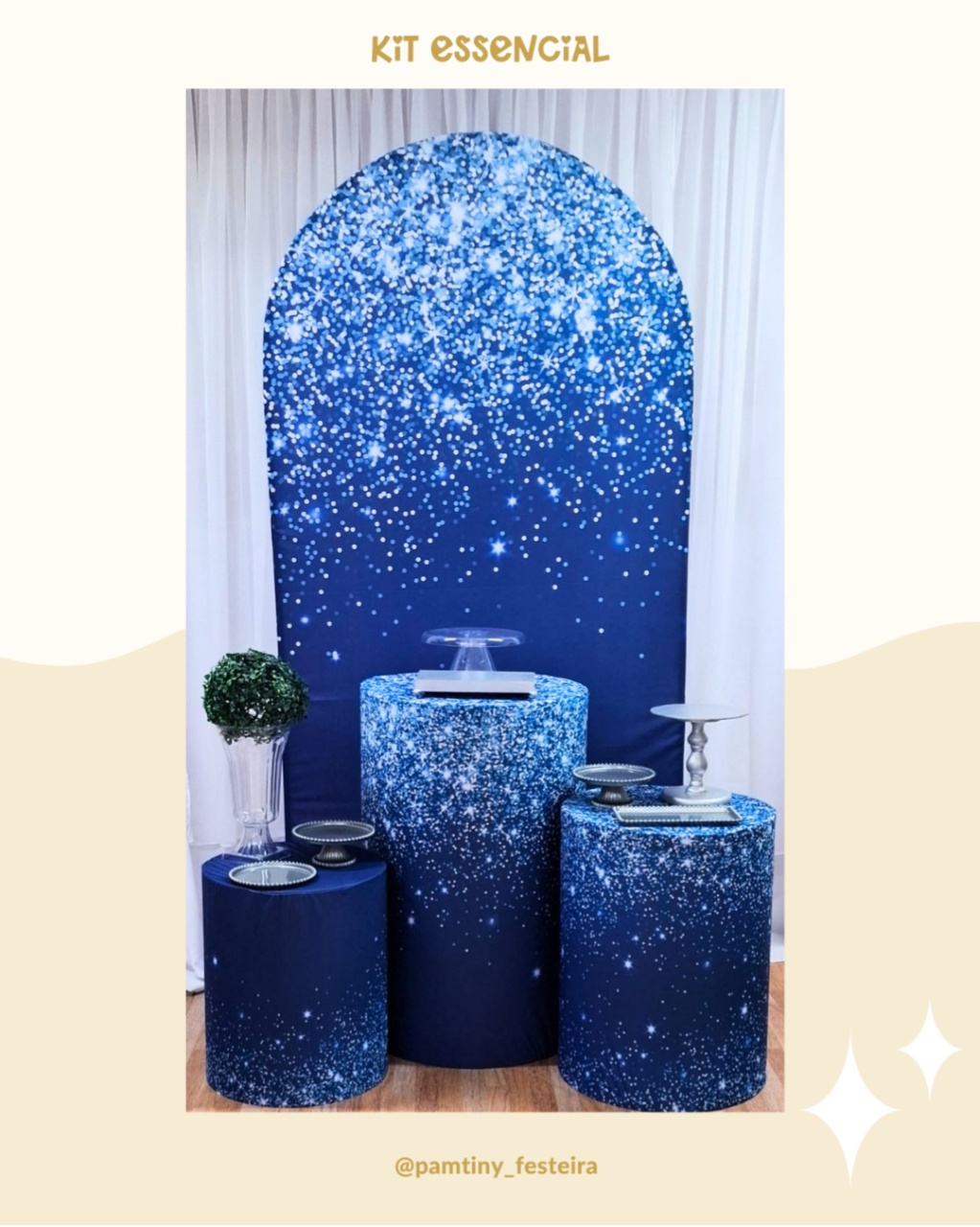 Kit Essencial Azul Marinho Glitter - Pamtiny Festeira 