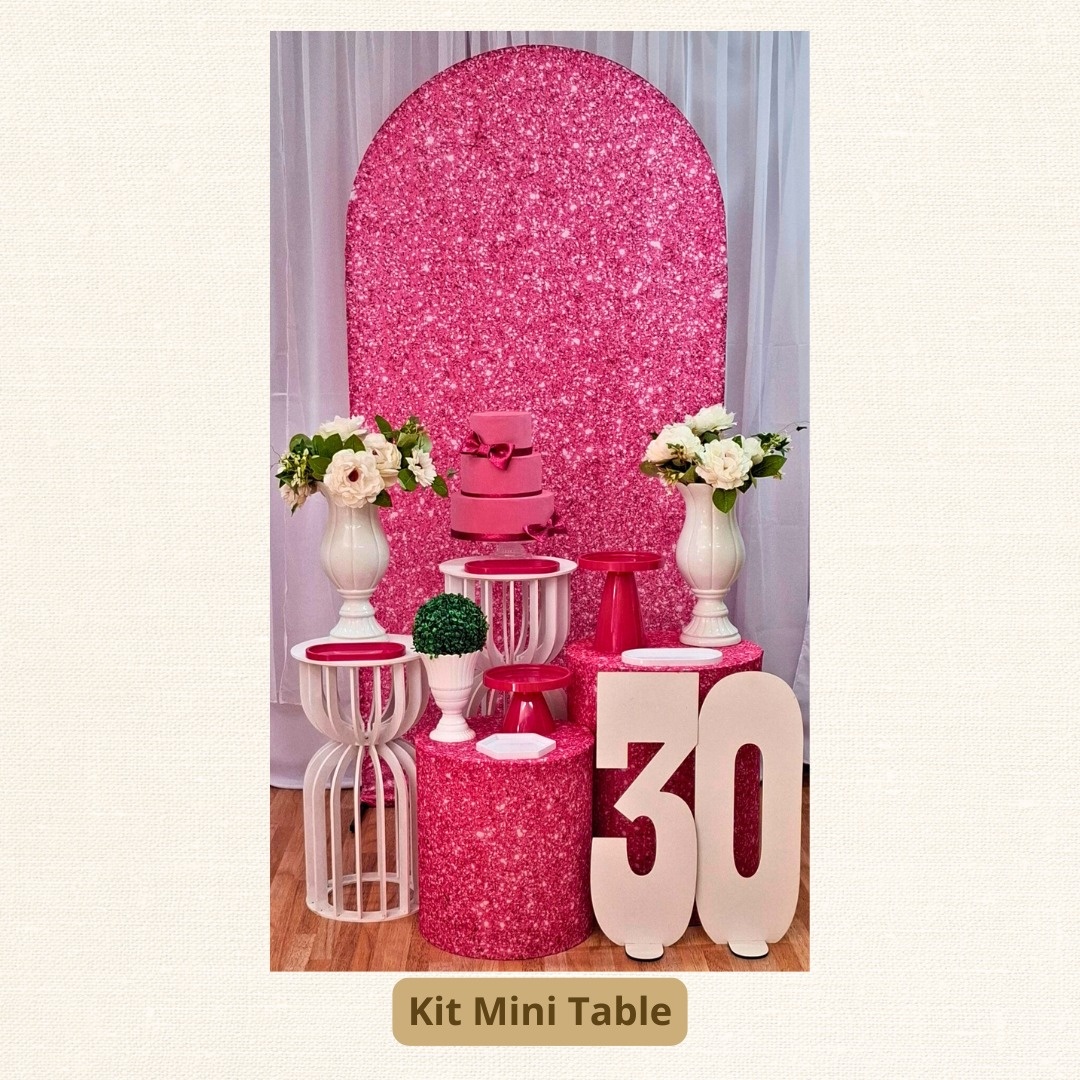 Kit Mini Table Pink Com Glitter Romano   - Pamtiny Festeira 