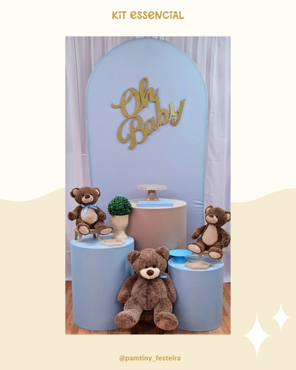 Kit Essencial Urso Azul Bb E Bege - Pamtiny Festeira 