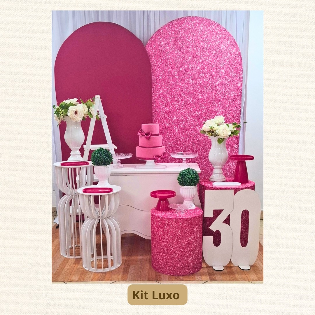 Kit Luxo Pink Com Glitter Romano  - Pamtiny Festeira 