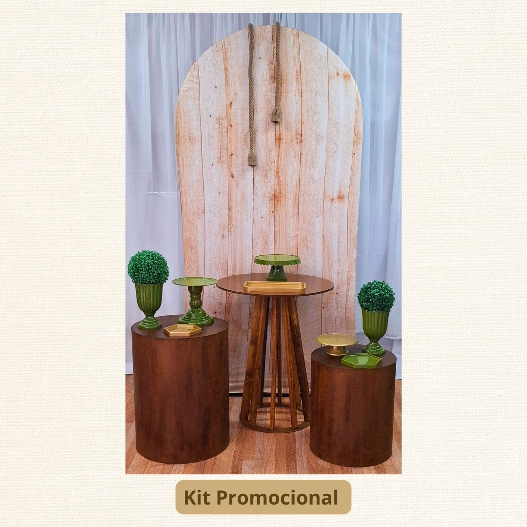 Kit Promocional Verde E Dourado Madeira - Pamtiny Festeira 