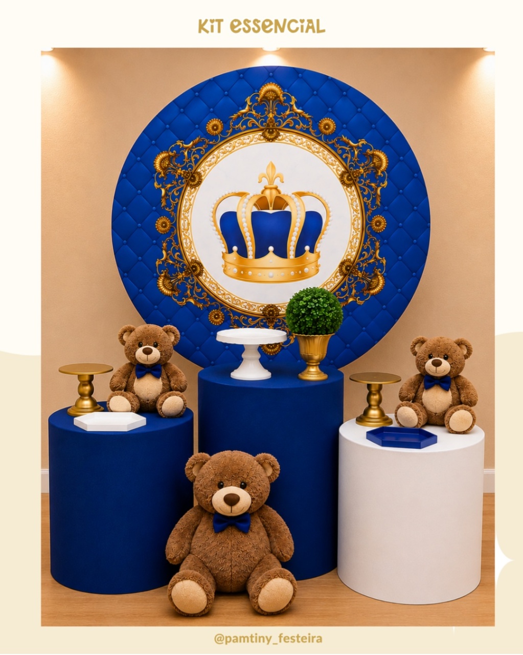 Kit Essencial Realeza Azul E Branco - Pamtiny Festeira 