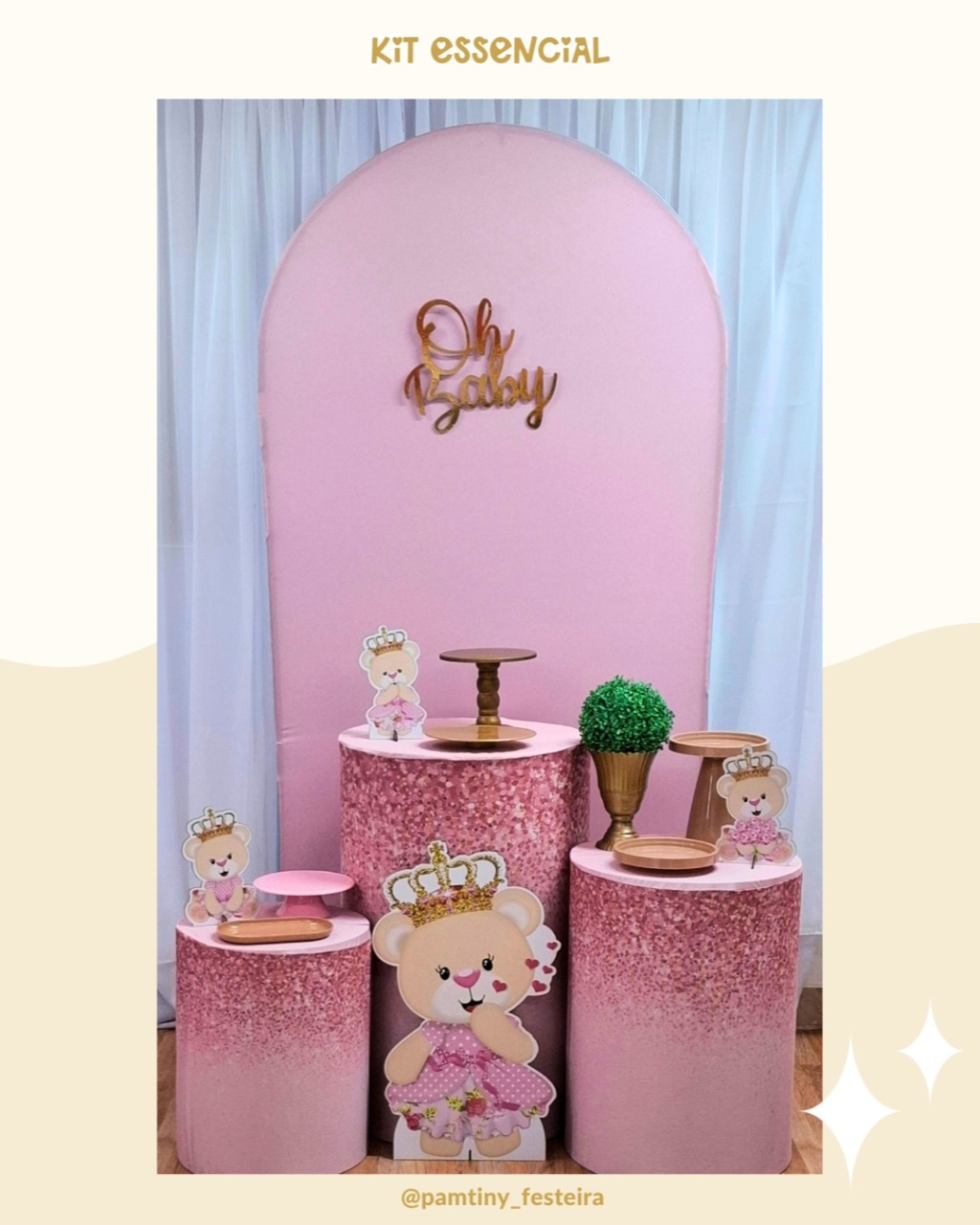 Kit  Essencial Ursa Princesa Romano  - Pamtiny Festeira 