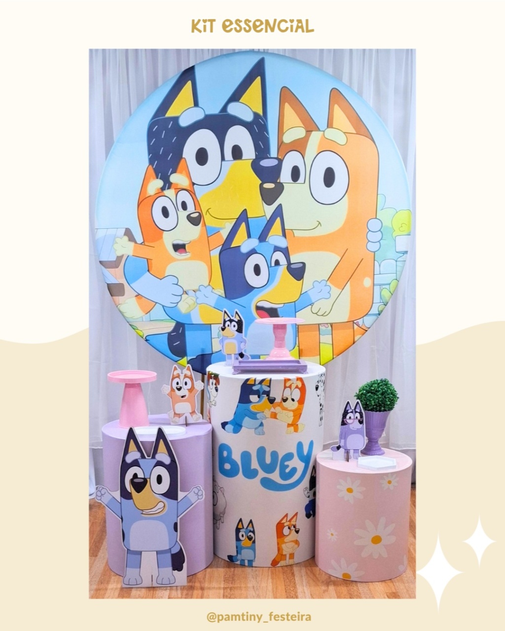 Kit Essencial  Bluey  Rosa  - Pamtiny Festeira 