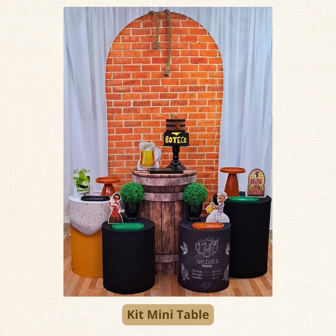 Kit Mini Table Boteco Tijolinho  - Pamtiny Festeira 