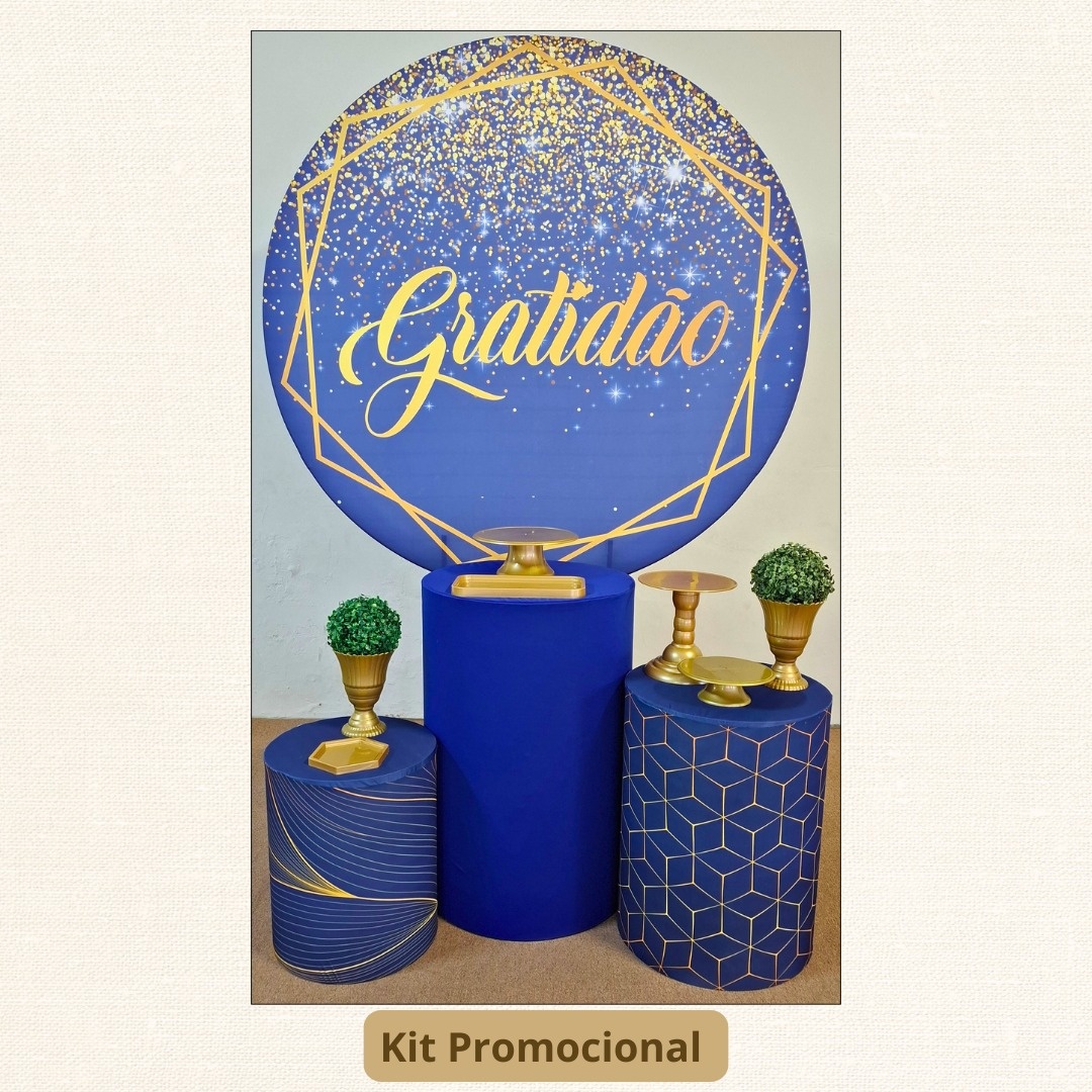 Kit Promocional Gratidão Azul    - Pamtiny Festeira 