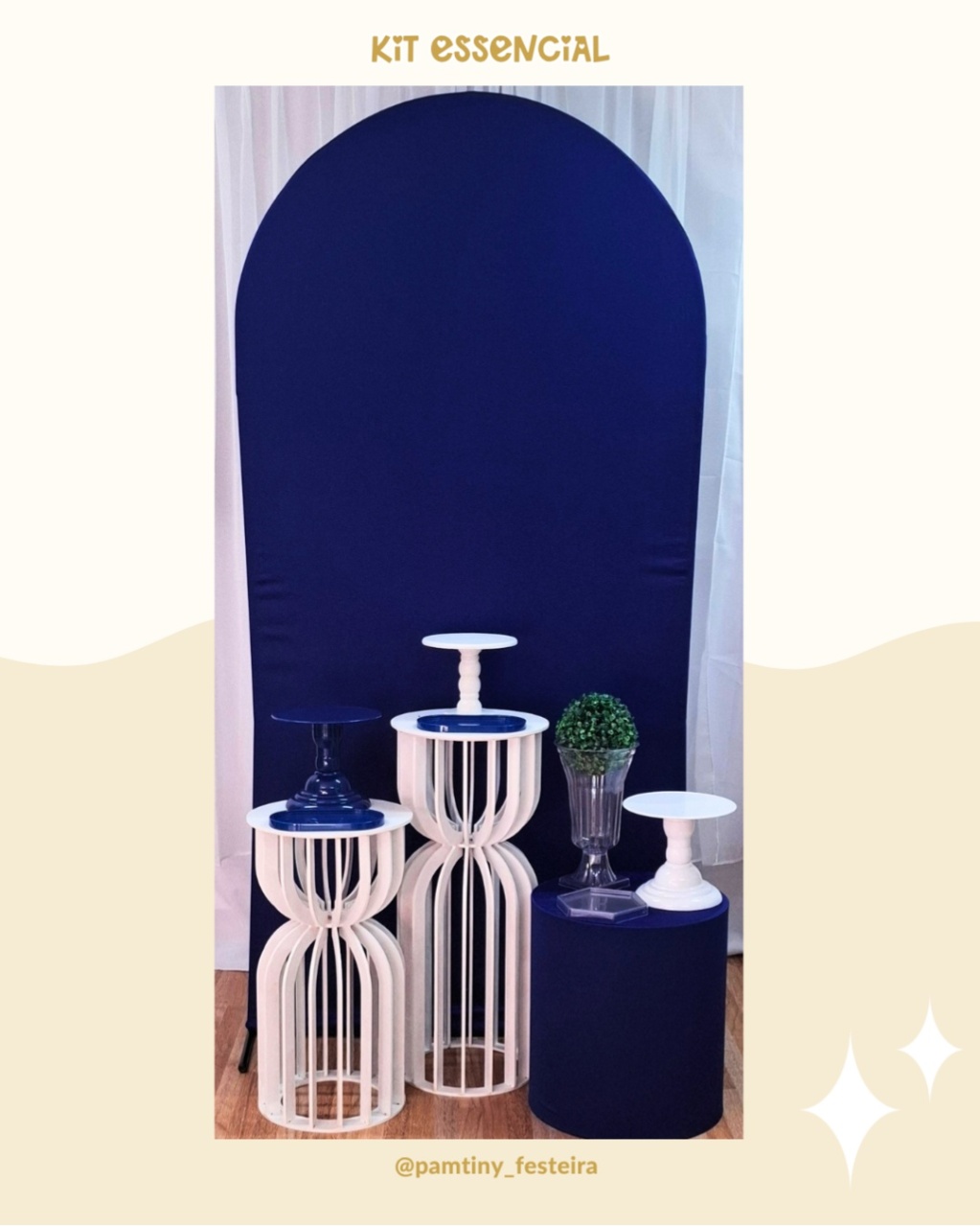 Kit Essencial Azul Marinho E Branco Romano - Pamtiny Festeira 