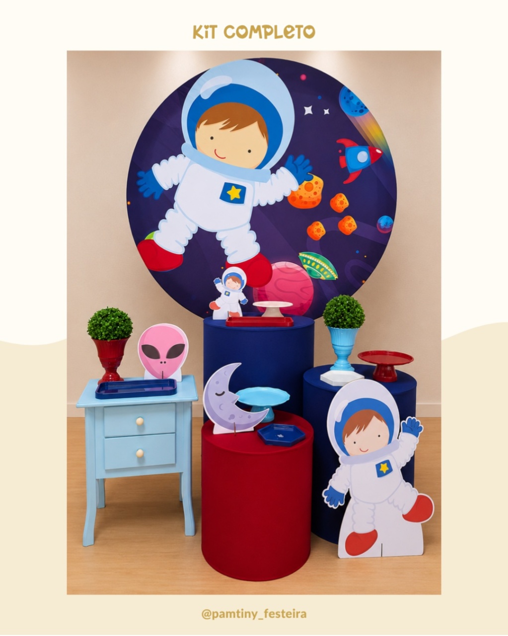 Kit Completo Astronauta Azul E Vermelho - Pamtiny Festeira 