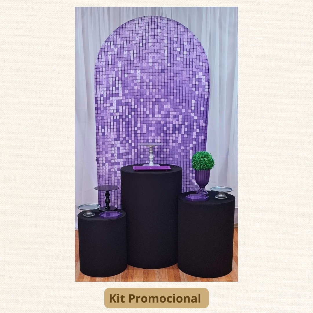 Kit Promocional  Roxo Preto E Prata   - Pamtiny Festeira 