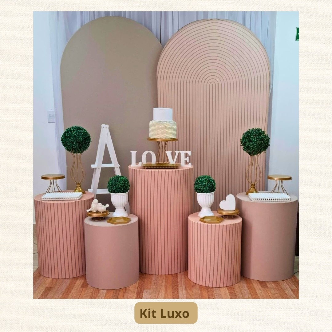 Kit Luxo Casamento/Noivado Bege E Dourado  Romano  - Pamtiny Festeira 